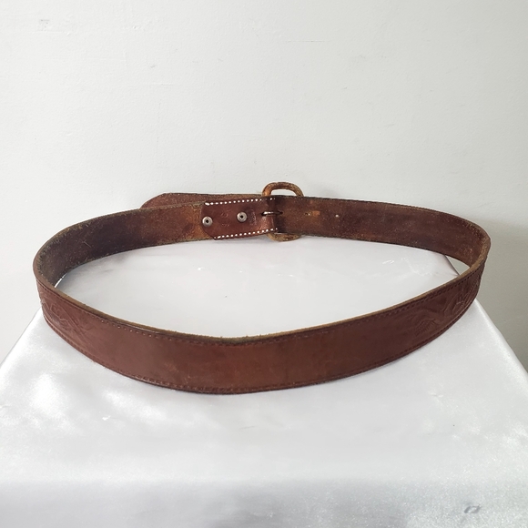 Vintage Men's Brown Western Leather Belt - Picture 4 of 11